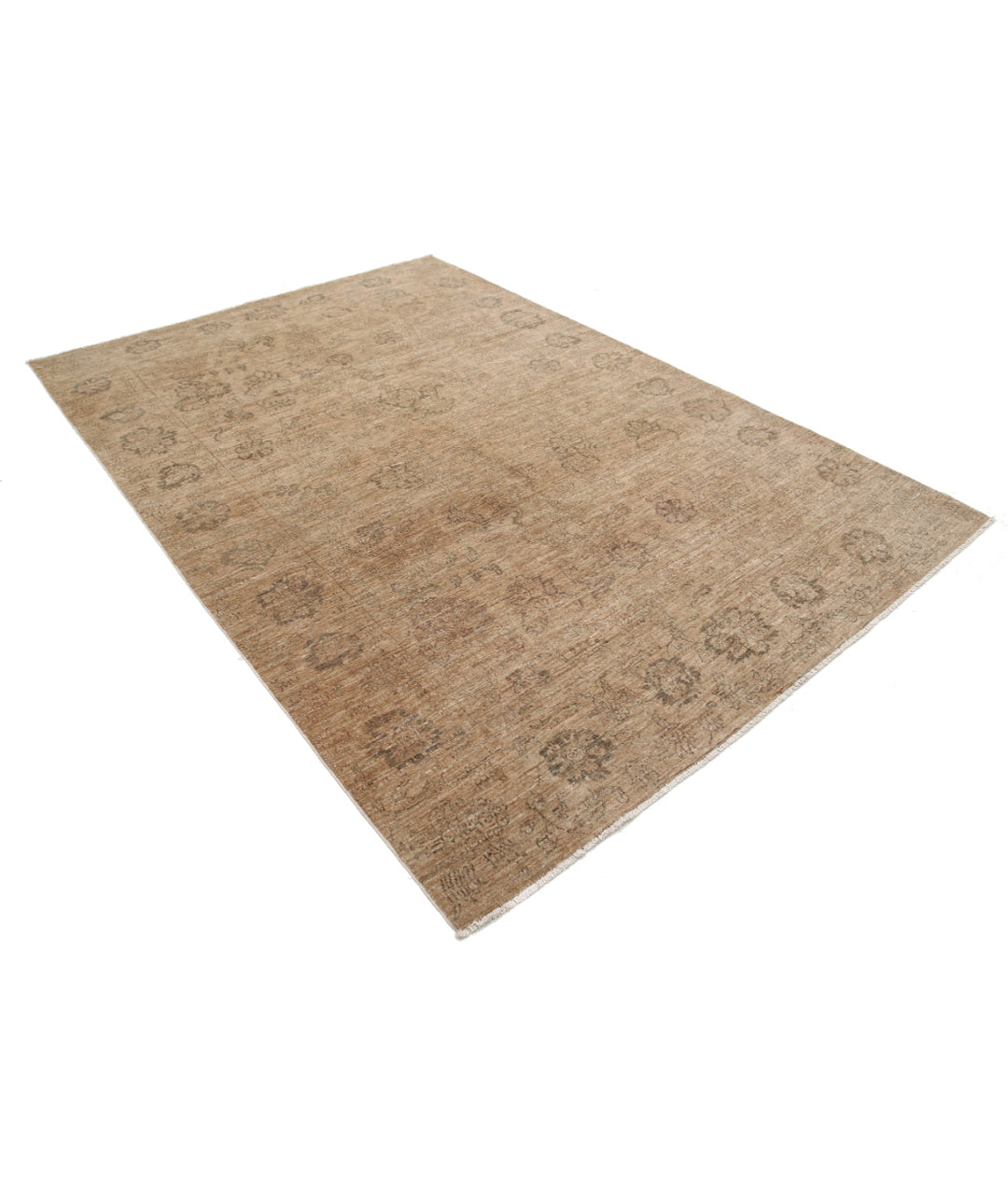 Brown Afghan Ziegler Rug 6' 6" x 9' 3" Hand-Knotted | No. AT46163