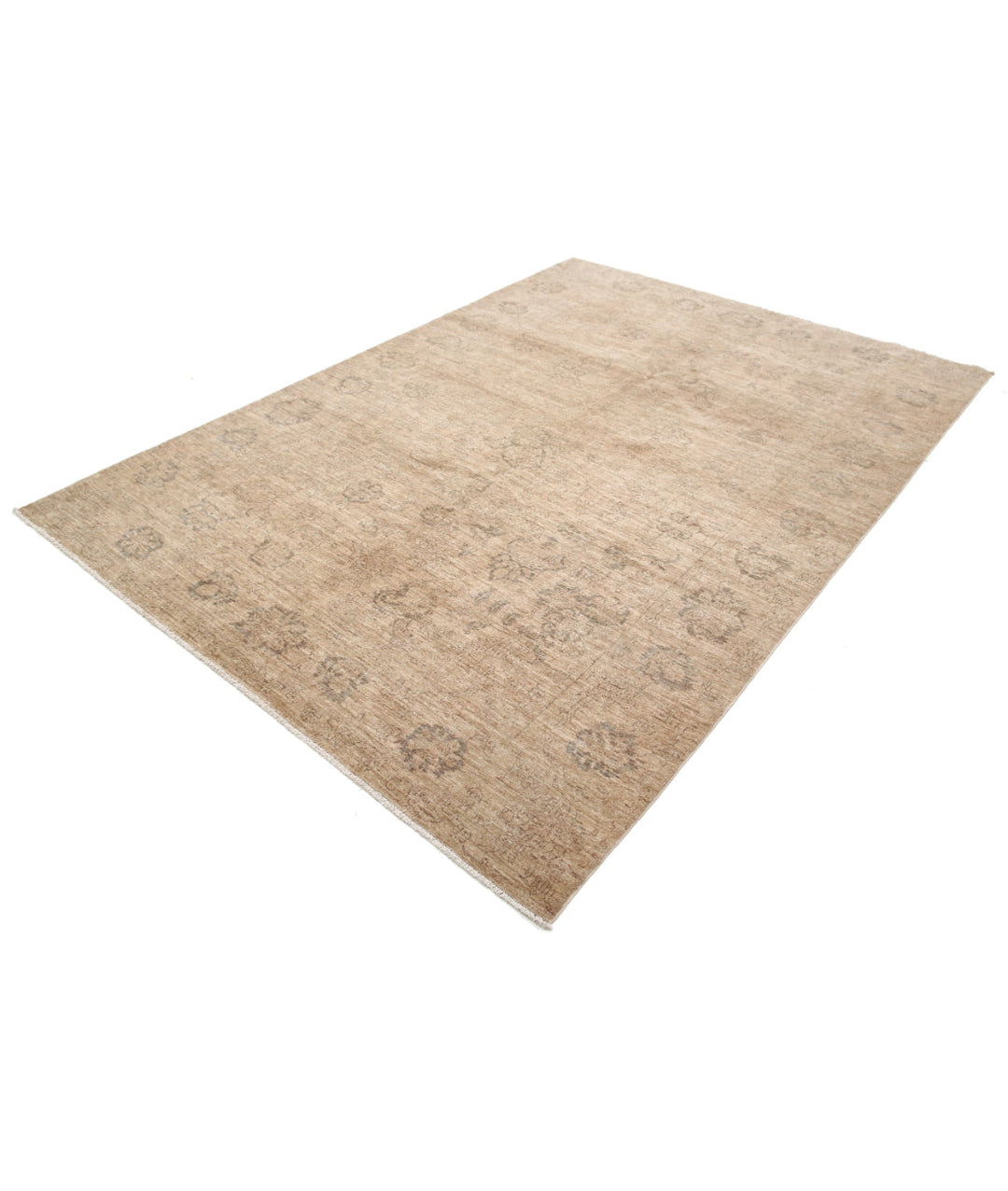 Brown Afghan Ziegler Rug 6' 6" x 9' 3" Hand-Knotted | No. AT46163