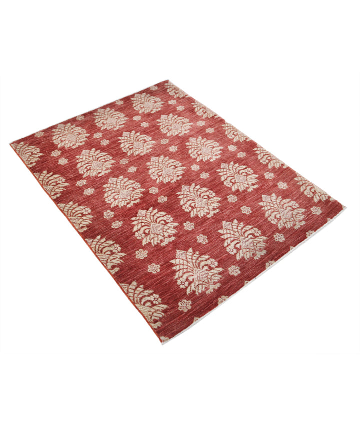 Red Afghan Ziegler Rug 3' 2" x 4' 0" Hand-Knotted | No. AT61902