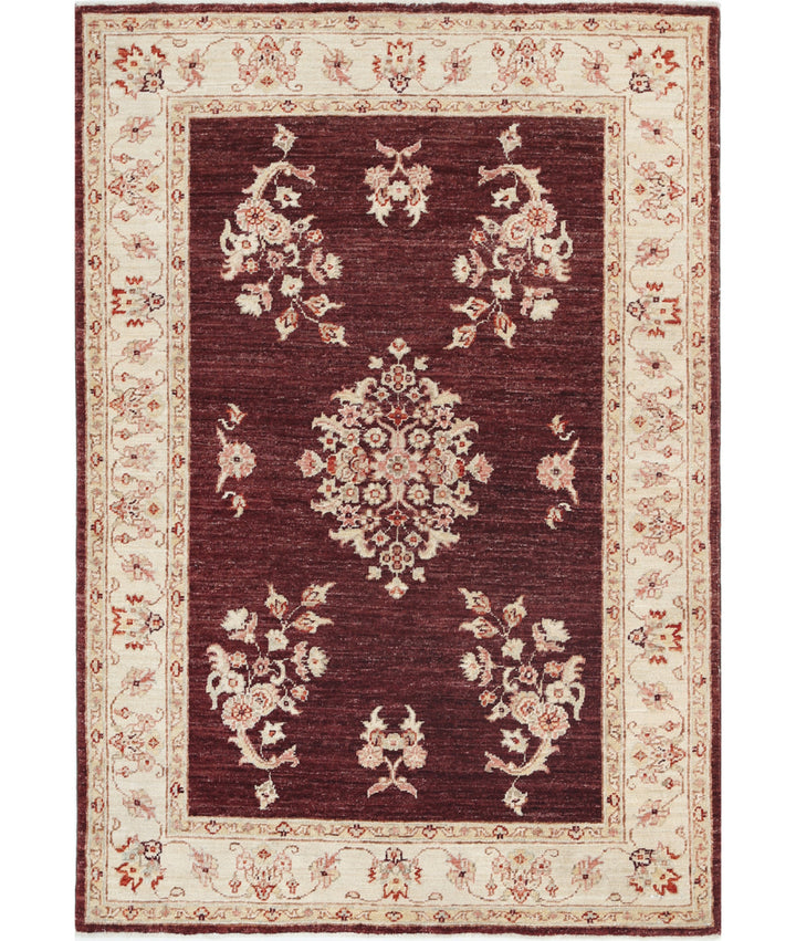 Afghan Ziegler Rug 3' 5" x 4' 11" Hand-Knotted