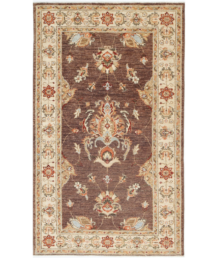 Afghan Ziegler Rug 2' 10" x 4' 9" Hand-Knotted