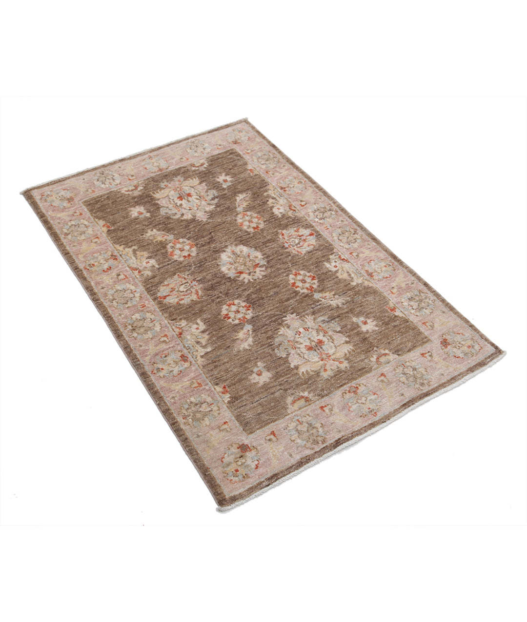 Brown Afghan Ziegler Rug 2' 7" x 3' 9" Hand-Knotted | No. AT70665