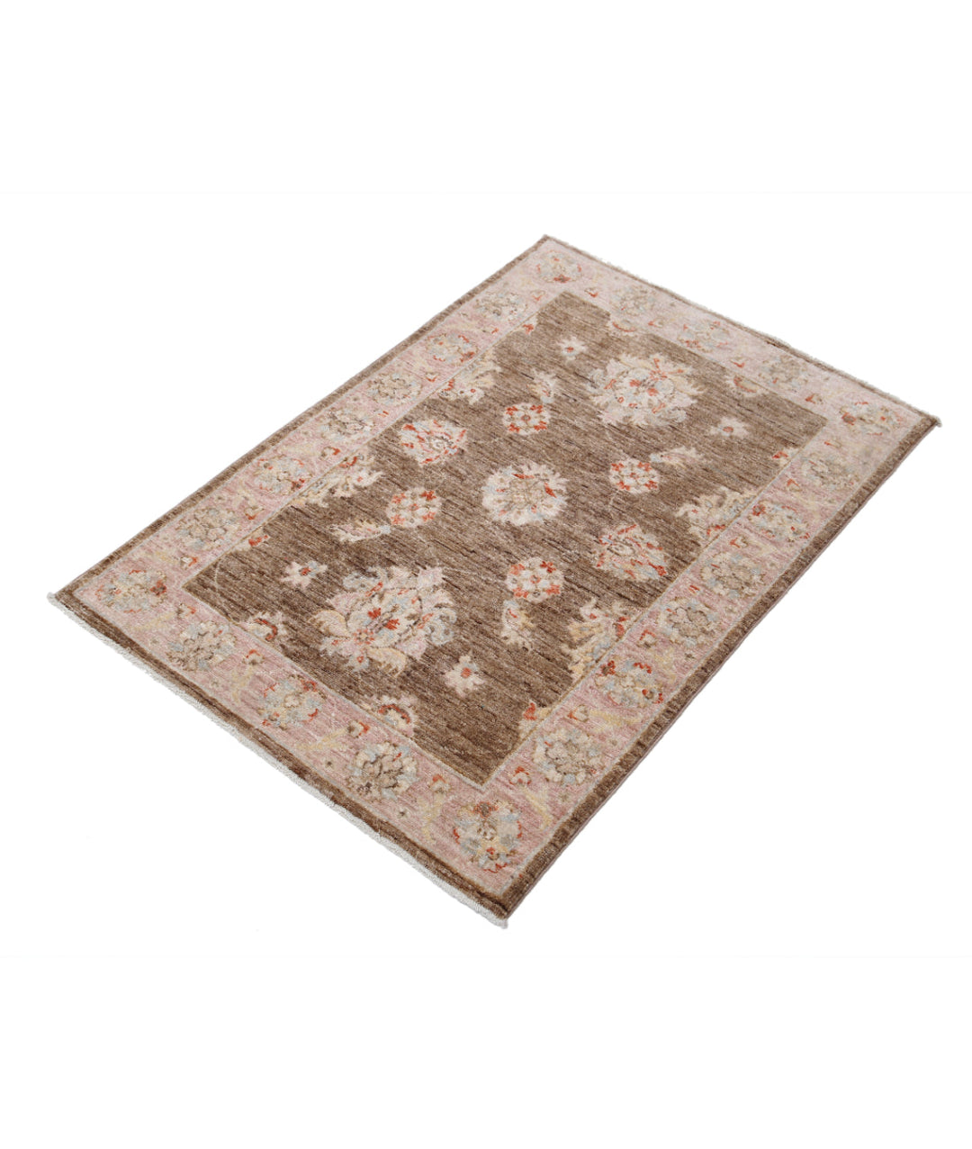 Brown Afghan Ziegler Rug 2' 7" x 3' 9" Hand-Knotted | No. AT70665