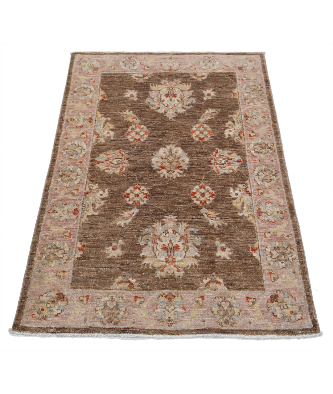 Brown Afghan Ziegler Rug 2' 7" x 3' 9" Hand-Knotted | No. AT70665