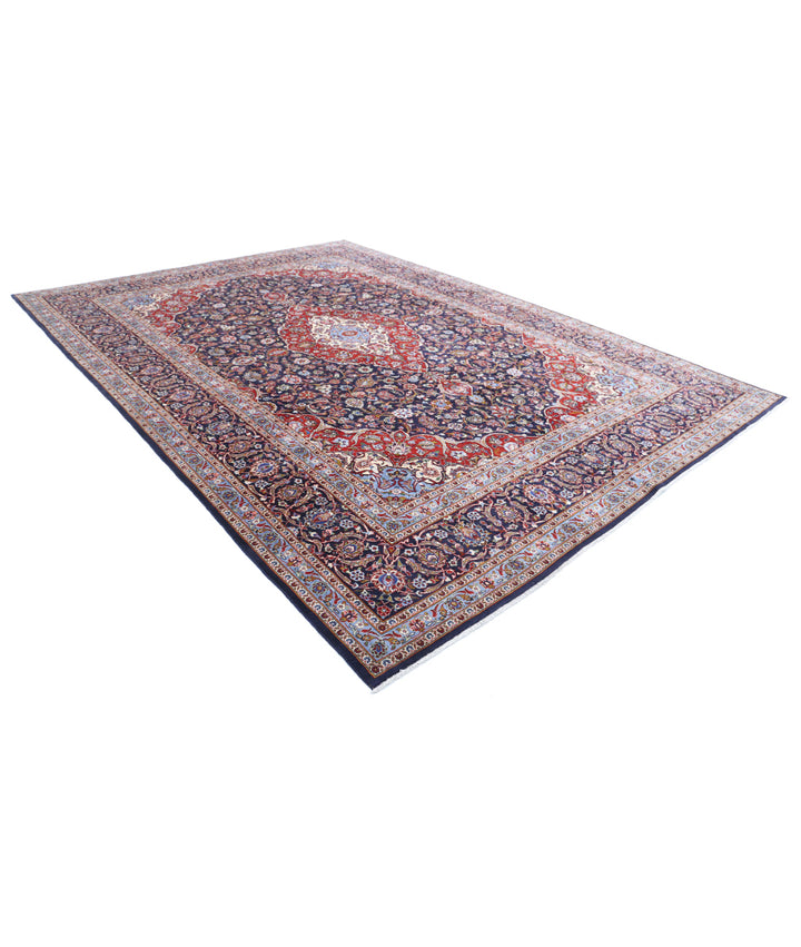 Blue Afghan Kashan Rug 9' 9" x 13' 8" Hand-Knotted | No. AT62190