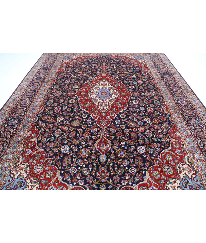 Blue Afghan Kashan Rug 9' 9" x 13' 8" Hand-Knotted | No. AT62190