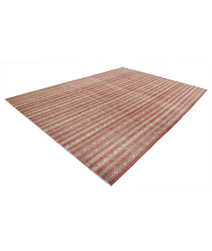 Red Afghan Oriental Rug 9' 10" x 13' 7" Hand-Knotted | No. AT41381