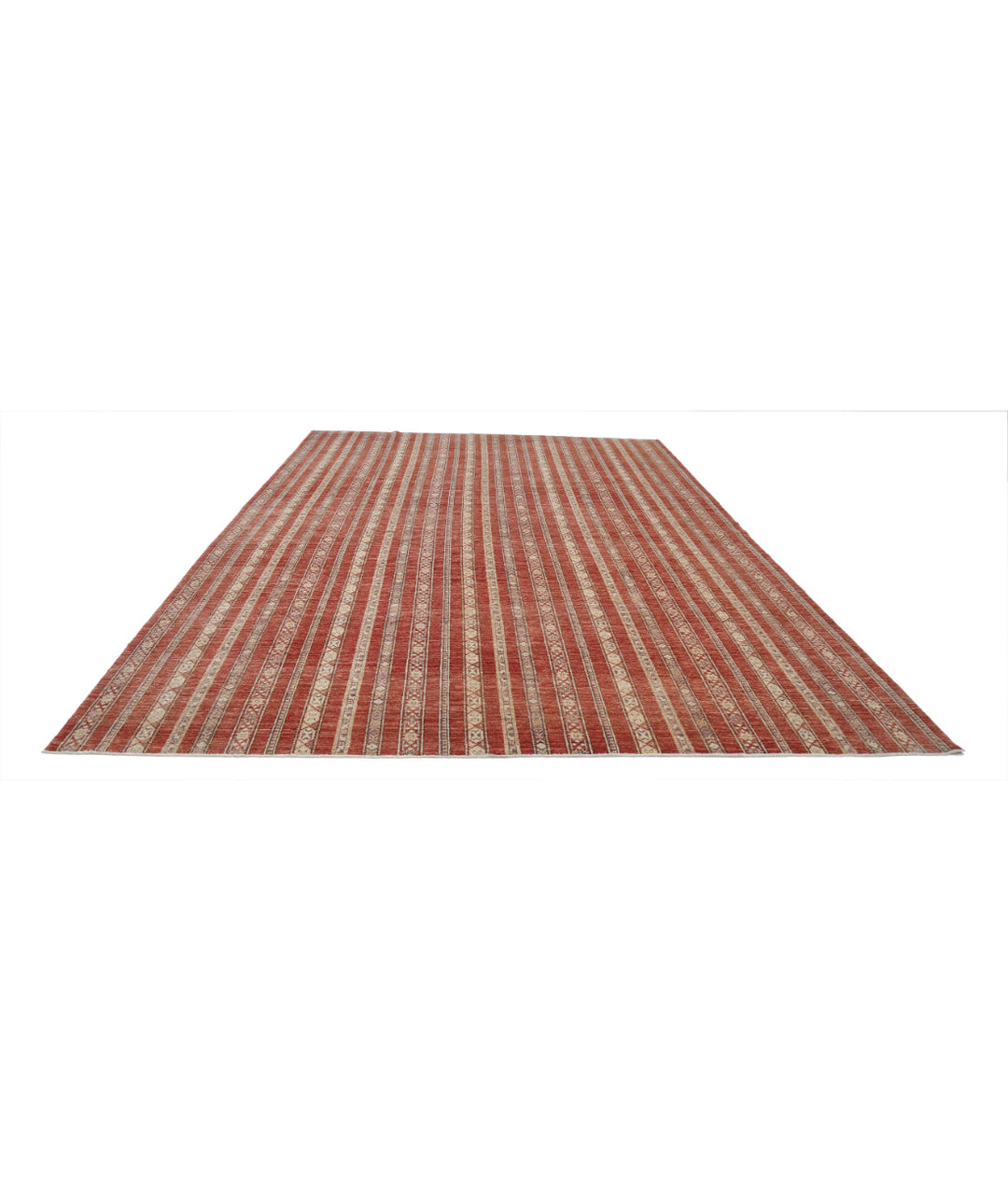 Red Afghan Oriental Rug 9' 10" x 13' 7" Hand-Knotted | No. AT41381