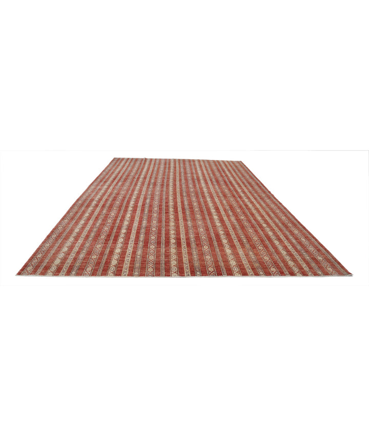 Red Afghan Oriental Rug 9' 10" x 13' 7" Hand-Knotted | No. AT41381