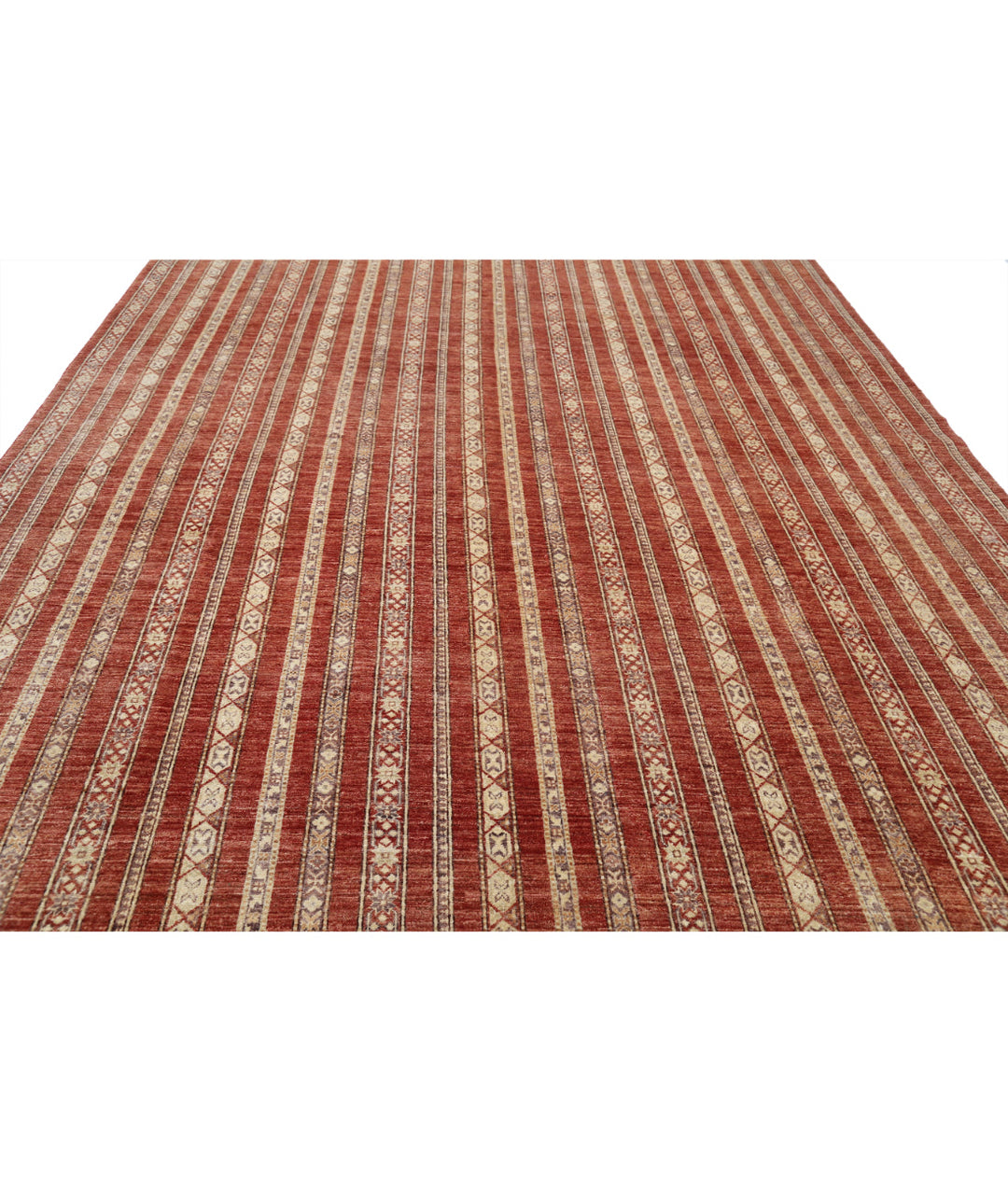 Red Afghan Oriental Rug 9' 10" x 13' 7" Hand-Knotted | No. AT41381