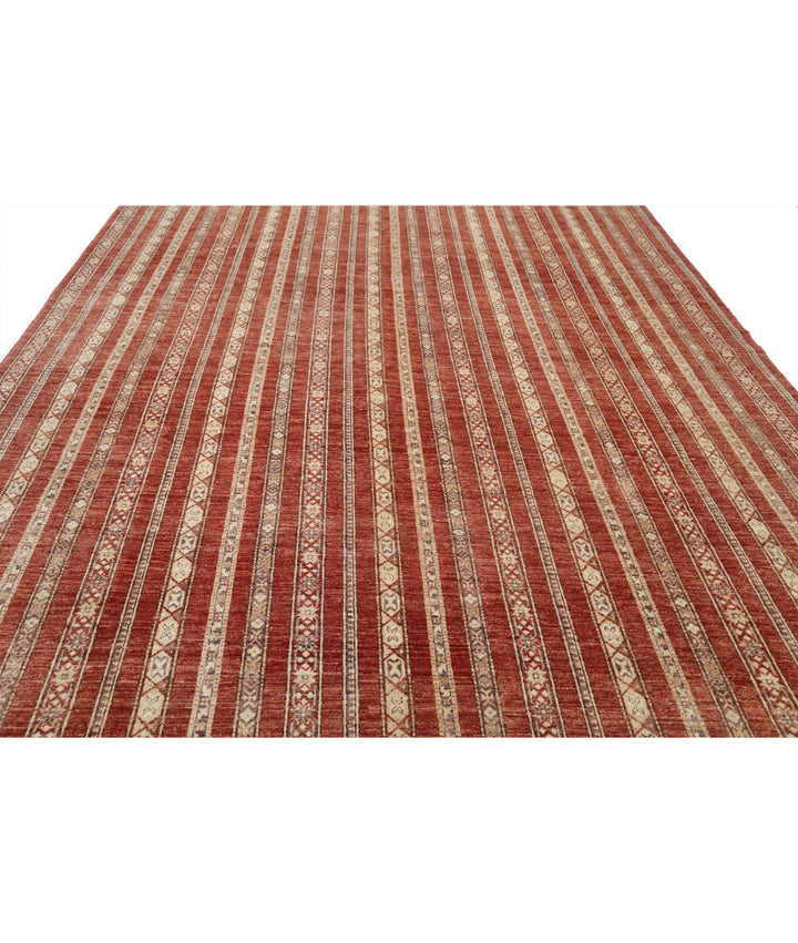 Red Afghan Oriental Rug 9' 10" x 13' 7" Hand-Knotted | No. AT41381