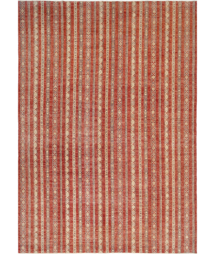 Red Afghan Oriental Rug 9' 10" x 13' 7" Hand-Knotted | No. AT41381