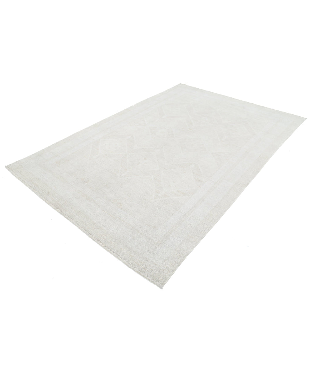Ivory Afghan Oushak Rug 5'11" x 8'10" Hand-Knotted | No. AT70926
