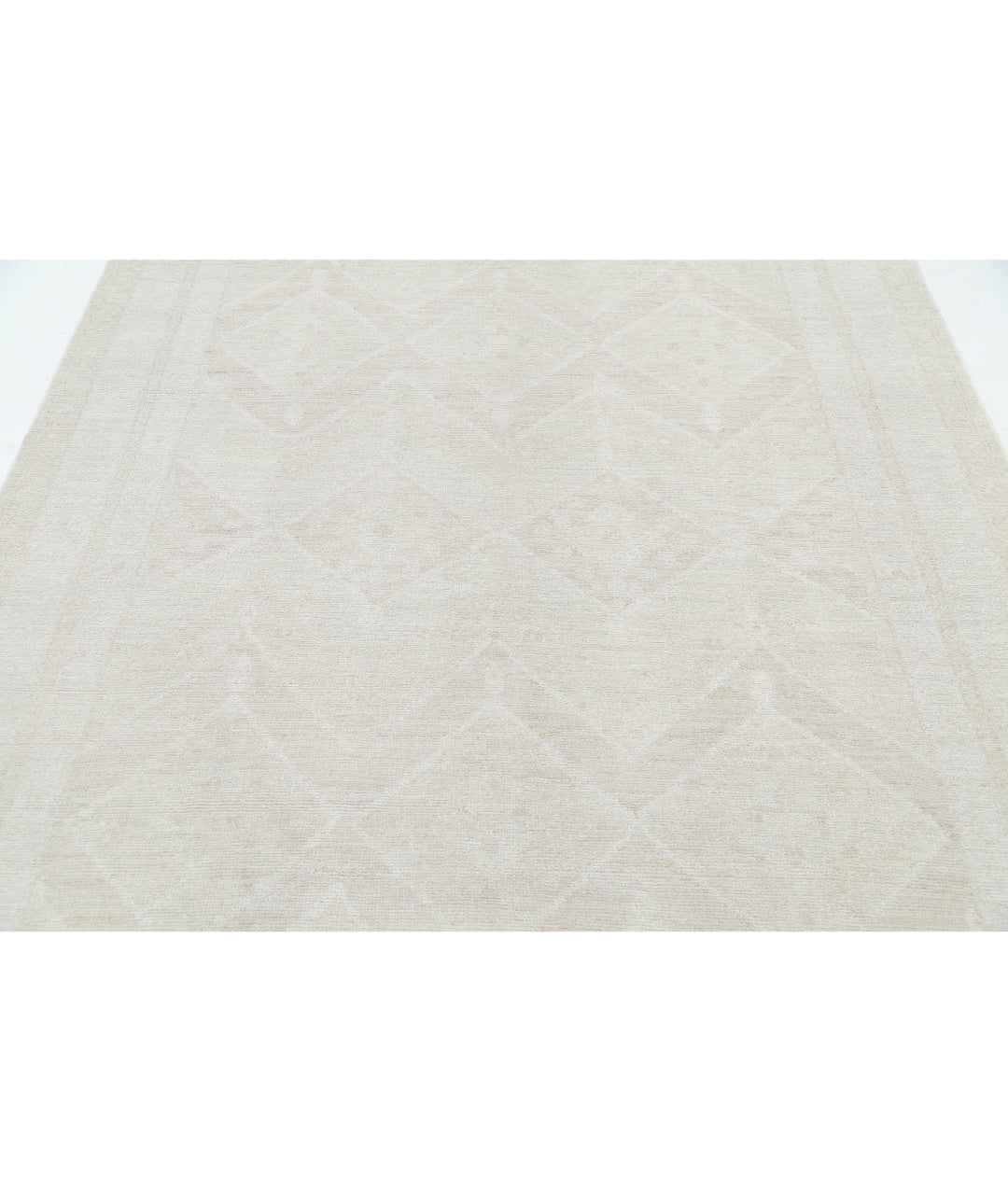 Ivory Afghan Oushak Rug 5'11" x 8'10" Hand-Knotted | No. AT70926
