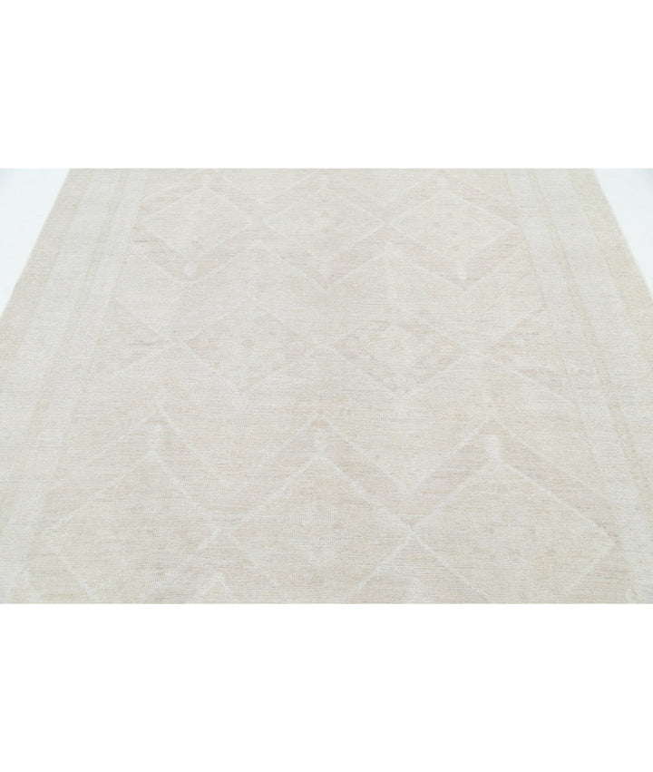 Ivory Afghan Oushak Rug 5'11" x 8'10" Hand-Knotted | No. AT70926