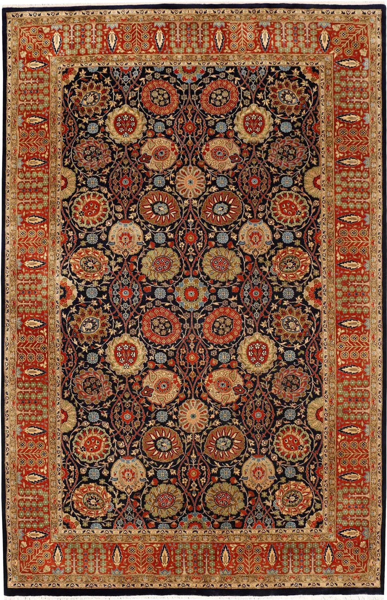 Black Sultanabad Rug 4' 7" x 7' 3" Hand-Knotted | No. 52346