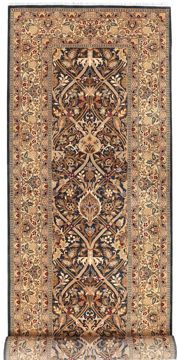 Grey Afghan Mahal Rug 3' 1 x 10' 2 Hand-Knotted | No. 52496