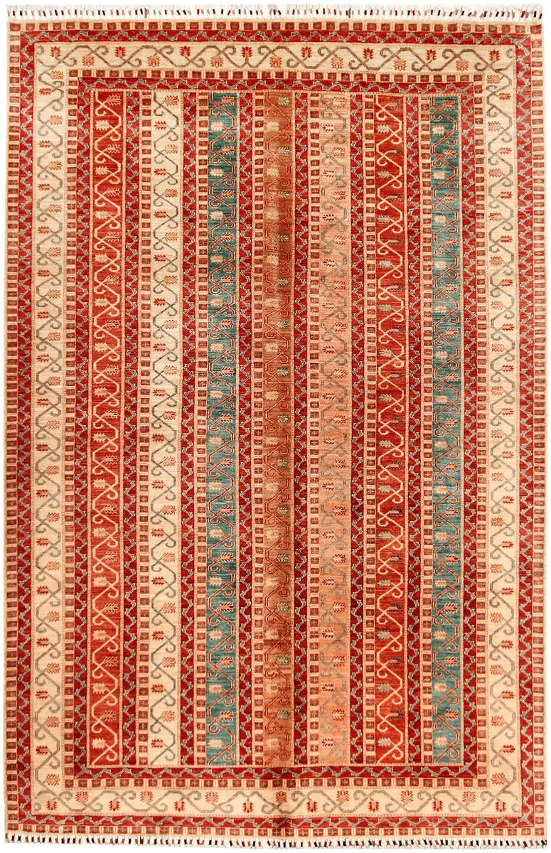 Afghan Oriental Rug 6' 6" x 9' 11" Hand-Knotted | No. 53205