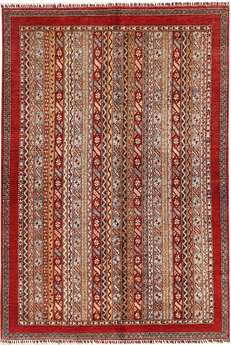 Afghan Shawl Rug 5' 10" x 8' 9" Hand-Knotted | No. 53212