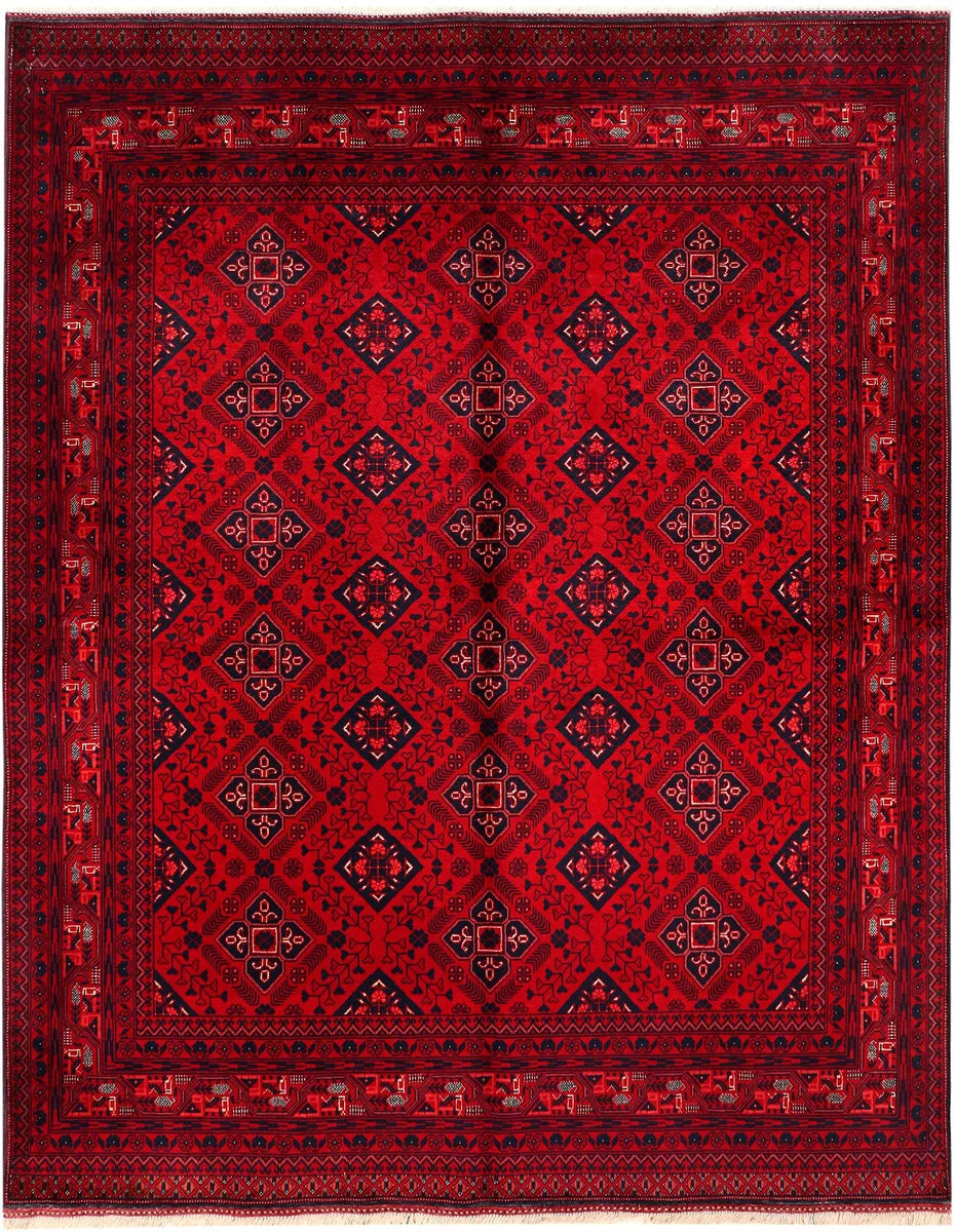 Red Afghan Khal Mohammadi Rug 5' x 6' 3 Hand-Knotted | No. 53486