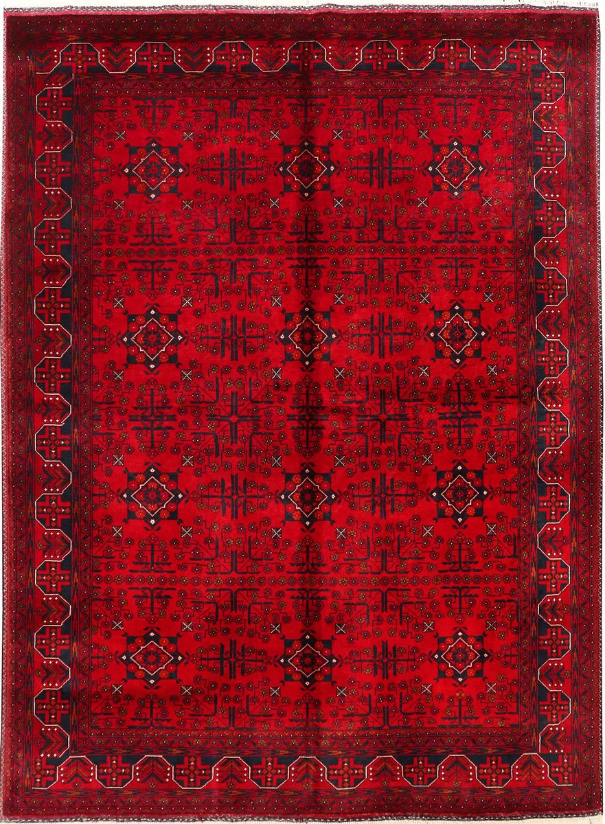 Red Afghan Khal Mohammadi Rug 4'11" x 6'8" Hand-Knotted | No. 53533