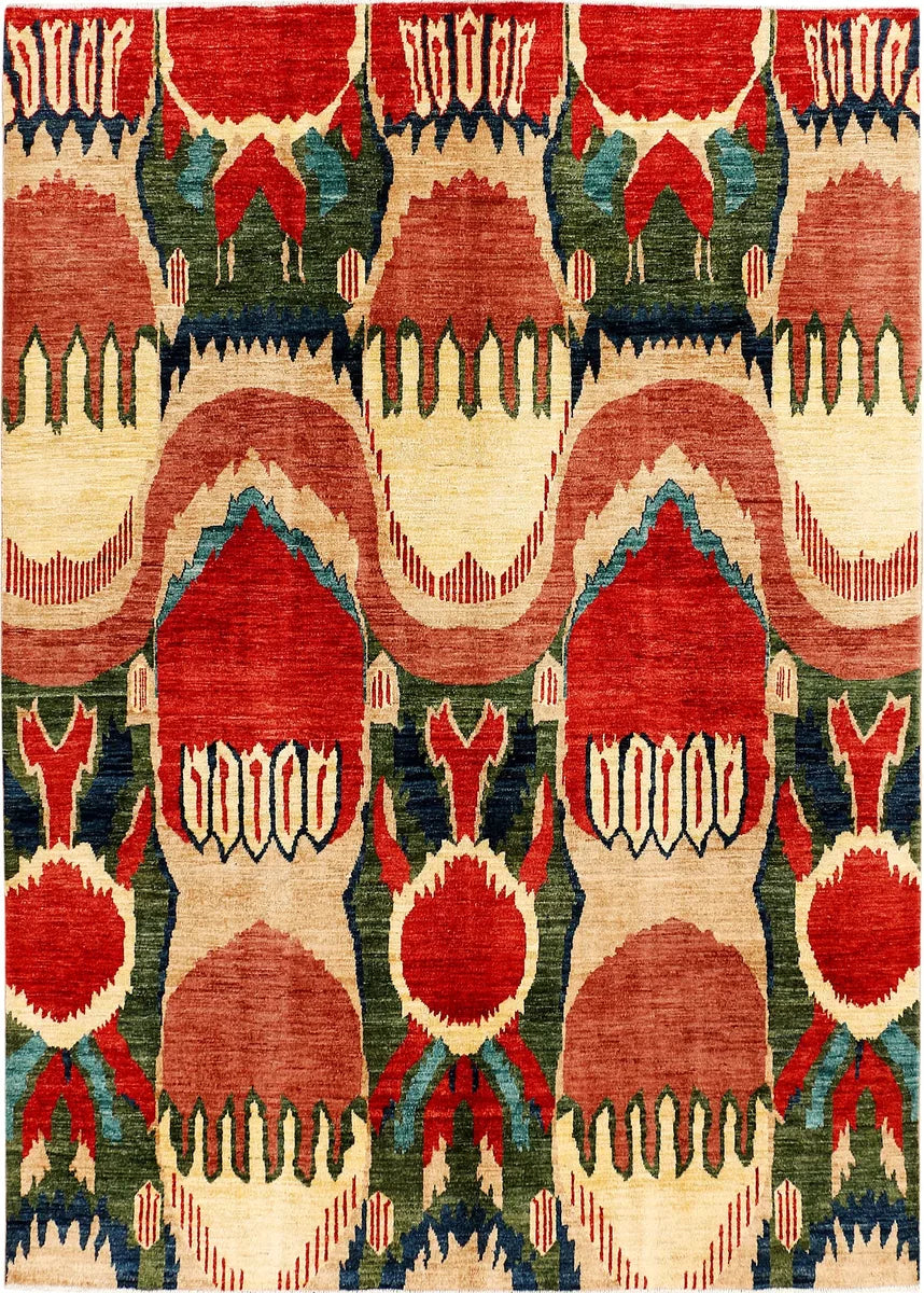 Afghan Ikat Rug 5'9" x 7'11" Hand-Knotted | No. 53978