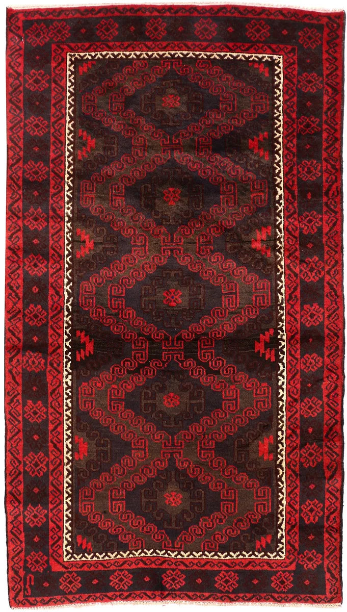Afghan Baluchi Rug 3' 6" x 6' 2" Hand-Knotted | No. 54457