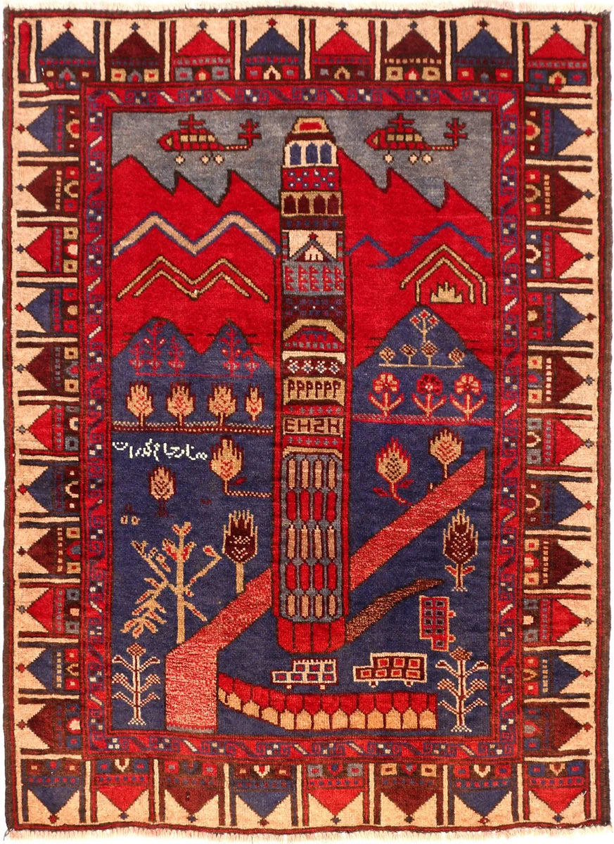 Afghan Baluchi Rug 2' 11 x 3' 11 Hand-Knotted | No. 54598