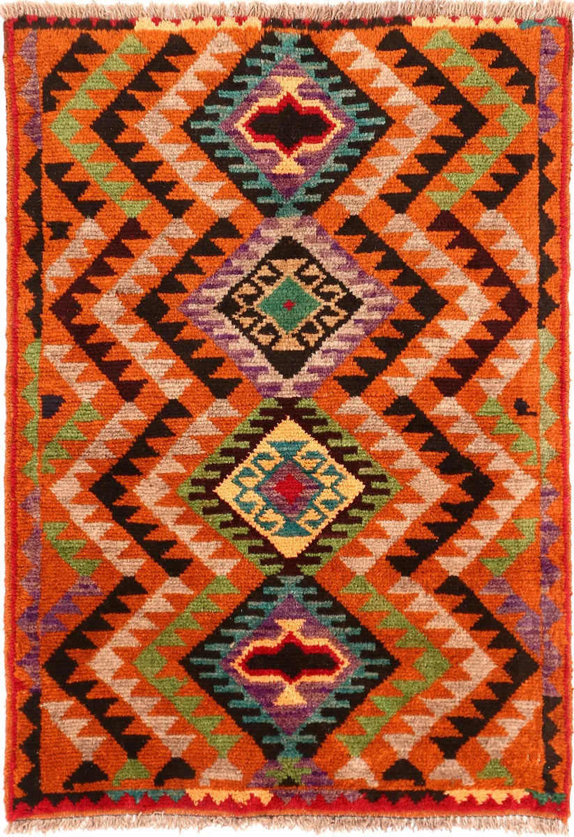 Afghan Baluchi Rug 2' 8 x 3' 10 Hand-Knotted | No. 54887