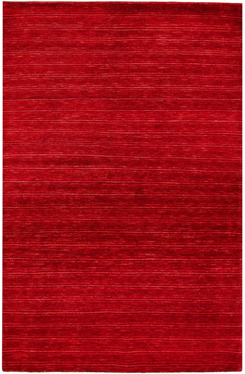 Red Pakistani Gabbeh Rug 4' 6 x 6' 8 Hand-Knotted | No. 55689