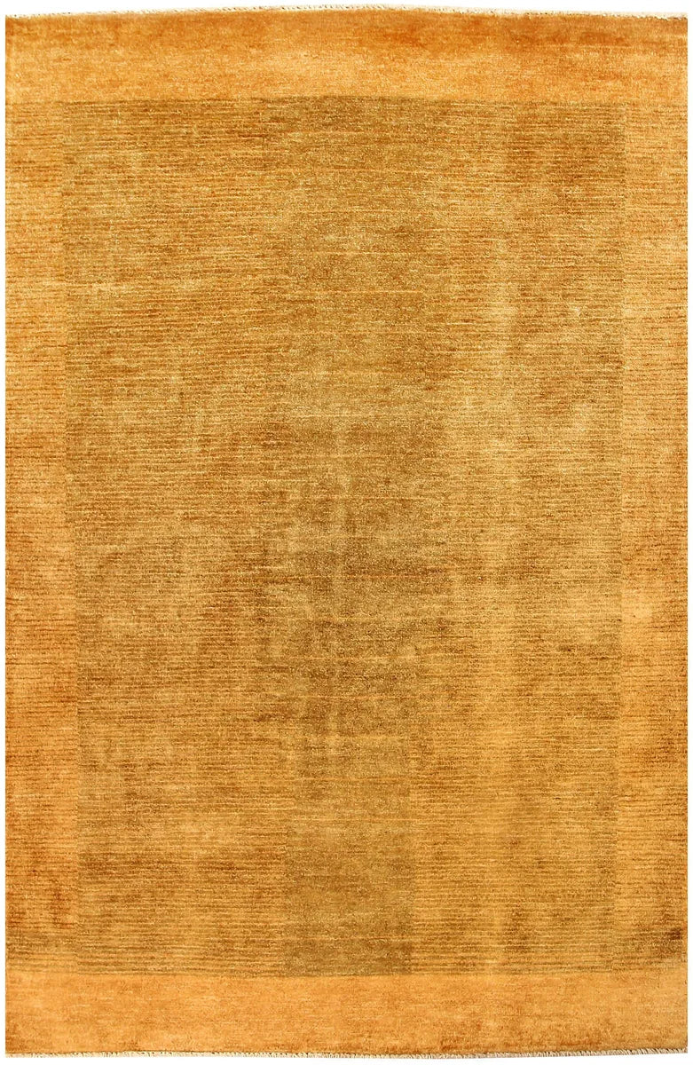 Golden Afghan Gabbeh Rug 4'6" x 6'8" Hand-Knotted | No. 55714
