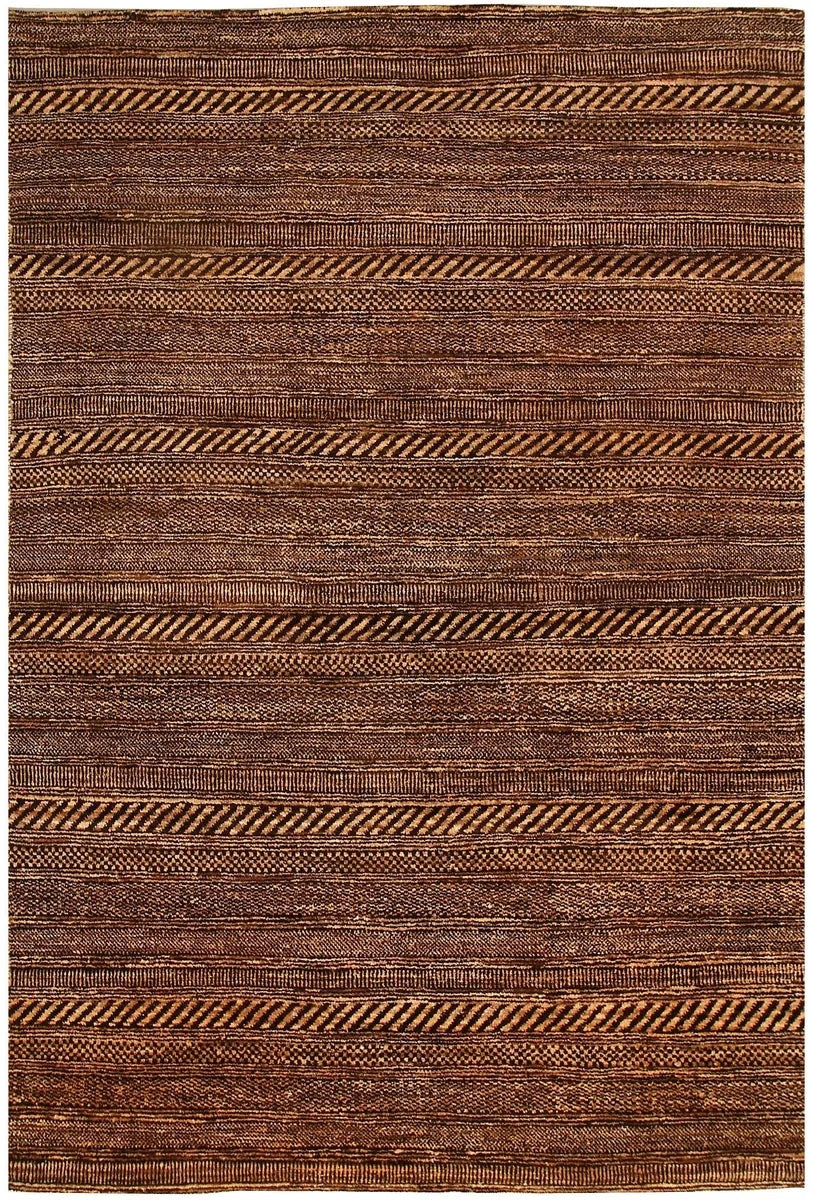 Brown Afghan Gabbeh Rug 4' 6 x 6' 7 Hand-Knotted | No. 55716