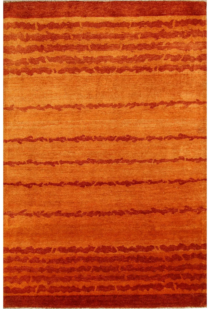 Orange Afghan Gabbeh Rug 4' 7" x 6' 9" Hand-Knotted | No. 55737