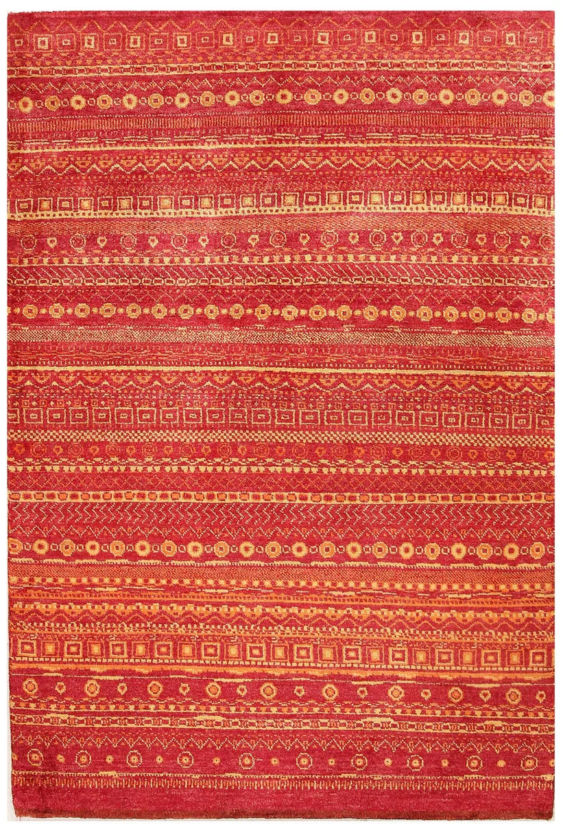 Orange Gabbeh Rug 4' 1 x 6' Hand-Knotted | No. 56344