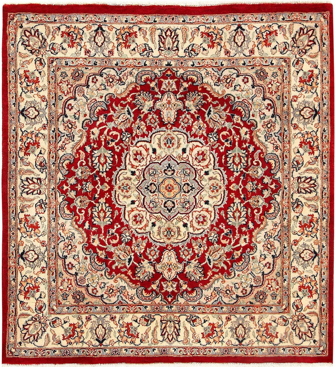 Red Pakistani Kashan Rug 4' x 4' 2" Hand-Knotted | No. 56932