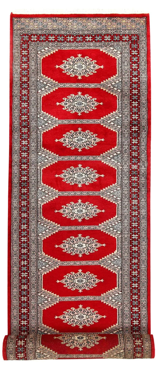 Red Afghan Jaldar Rug 2' 7" x 10' 4" Hand-Knotted | No. 58853
