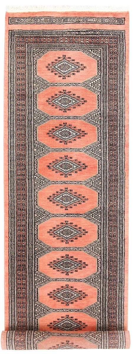 Salmon Pakistani Jaldar Rug 2' 4" x 9' Hand-Knotted | No. 58925