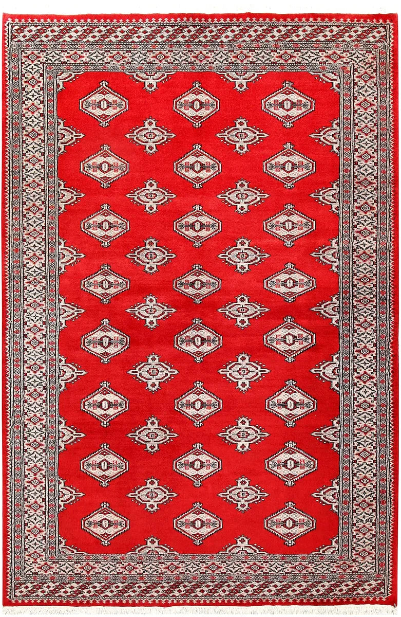 Red Afghan Jaldar Rug 5' 1" x 7' 8" Hand-Knotted | No. 59105
