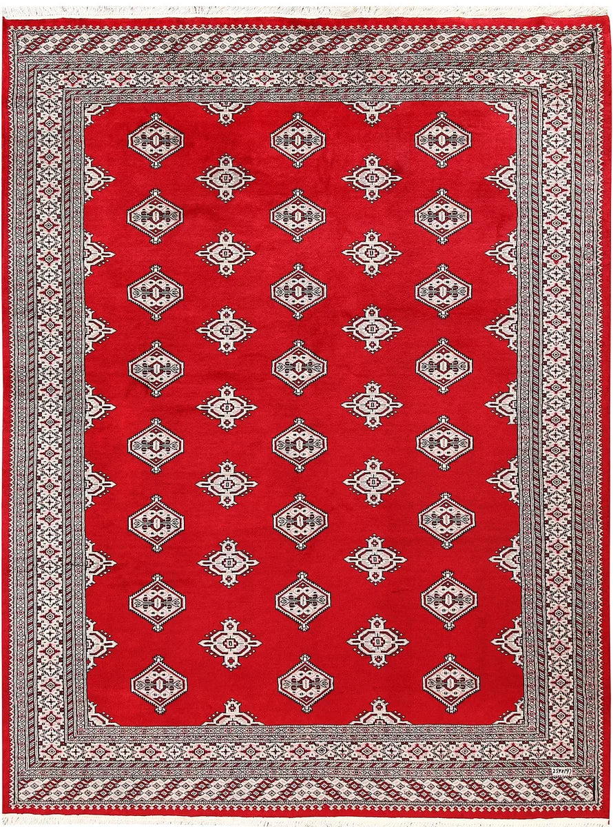 Red Pakistani Jaldar Rug 6'6" x 8'6" Hand-Knotted | No. 59633
