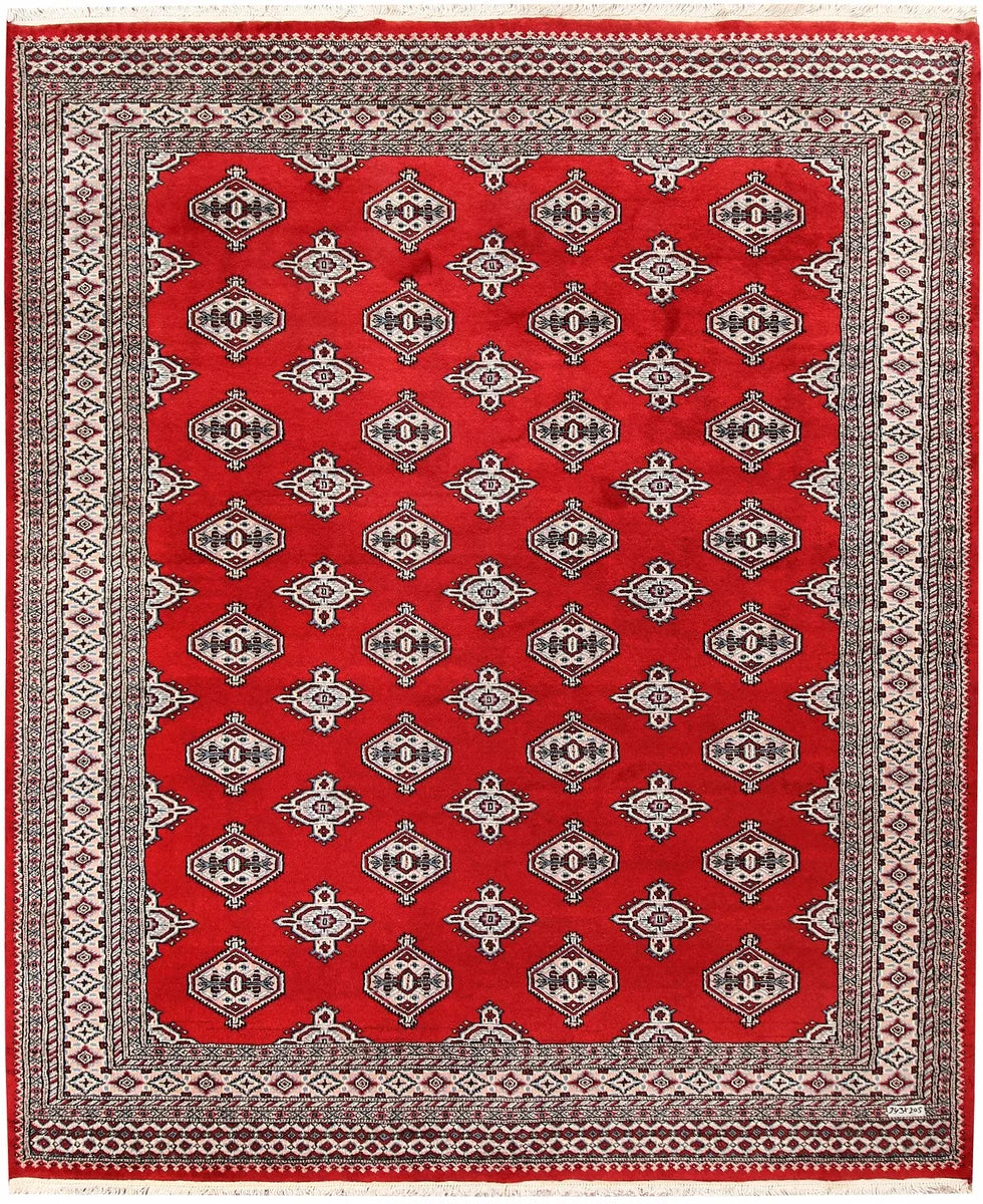 Red Afghan Jaldar Rug 6'9" x 8' Hand-Knotted | No. 59636