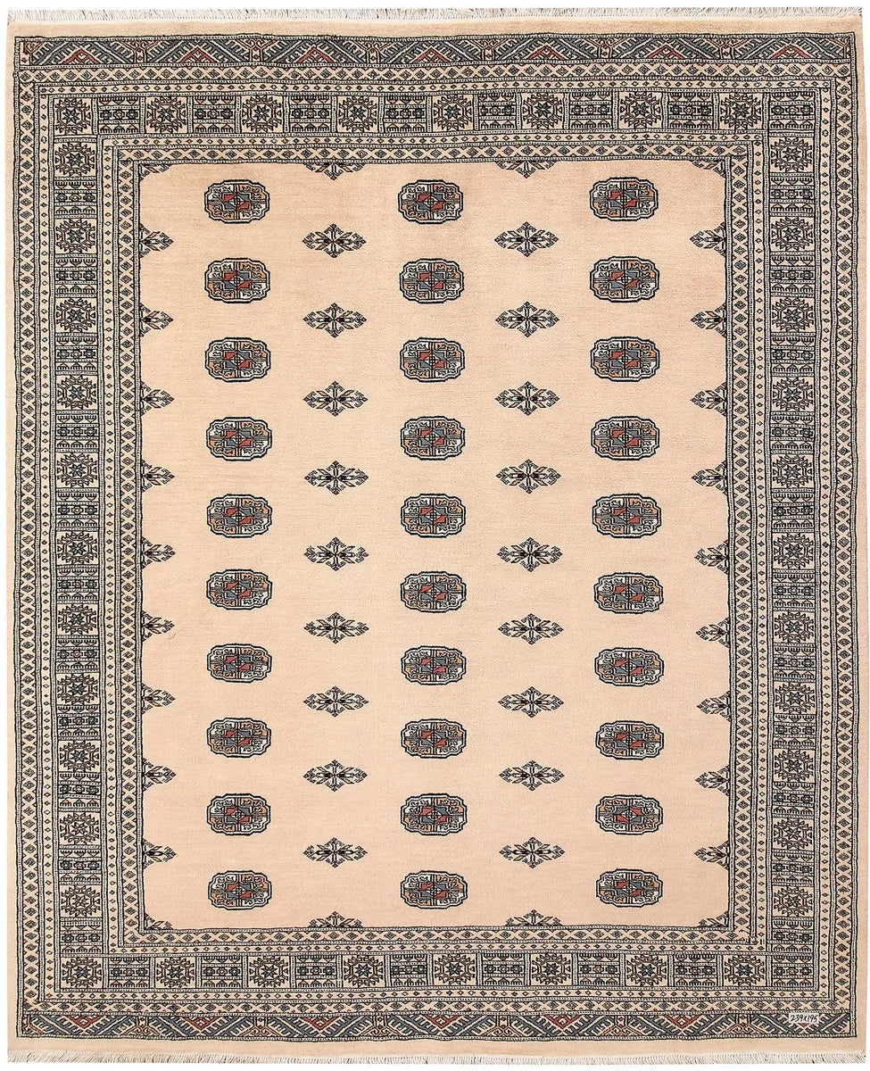 Brown Pakistani Bokhara Rug 6' 5" x 7' 10" Hand-Knotted | No. 59711