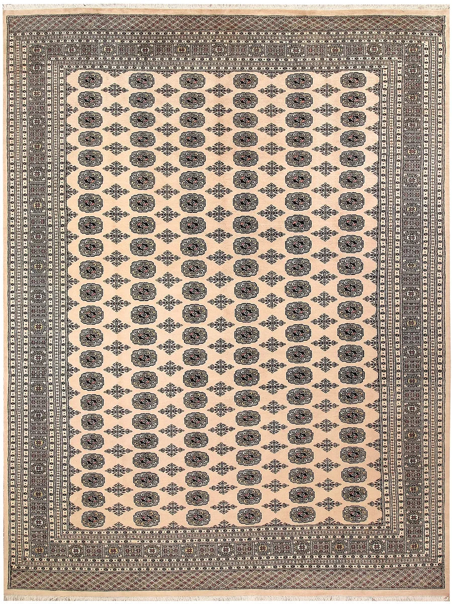 Brown Pakistani Bokhara Rug 9' 1" x 12' 2" Hand-Knotted | No. 59867