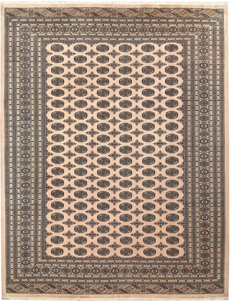 Brown Pakistani Bokhara Rug 9' 2" x 11' 8" Hand-Knotted | No. 59895