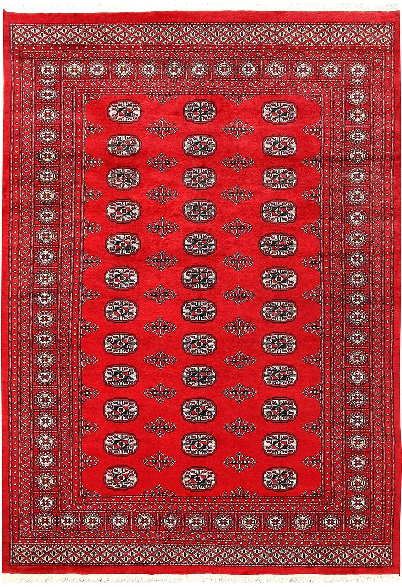 Red Pakistani Bokhara Rug 5'6" x 7'10" Hand-Knotted | No. 60488