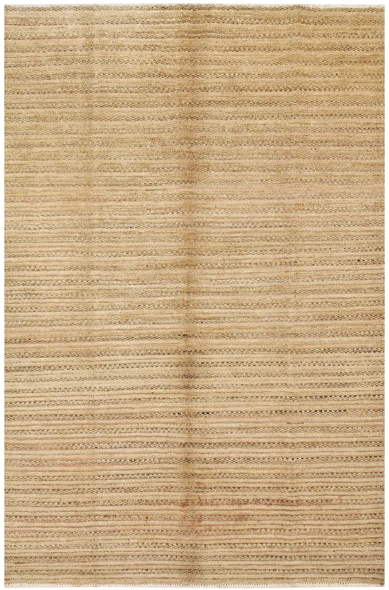 Tan Gabbeh Rug 5'6" x 8'3" Hand-Knotted | No. 61148