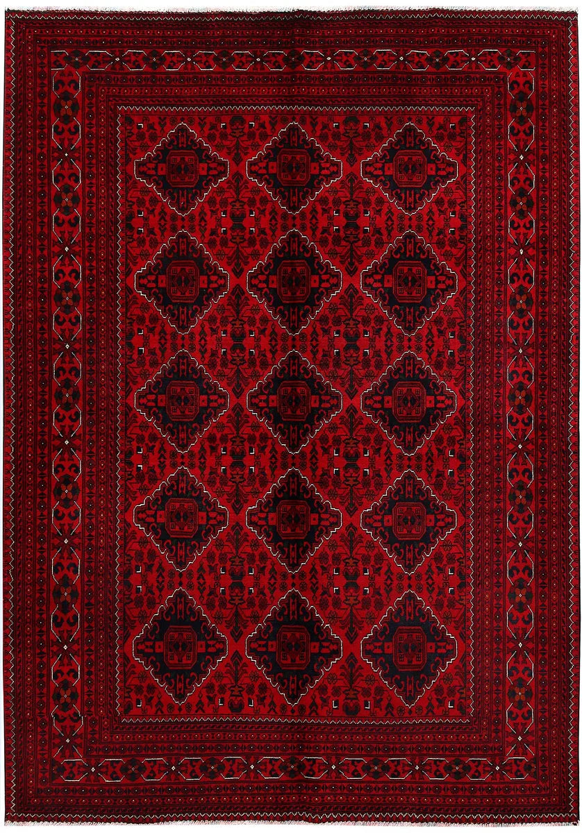 Red Afghan Khal Mohammadi Rug 6'6" x 9'5" Hand-Knotted | No. 61359