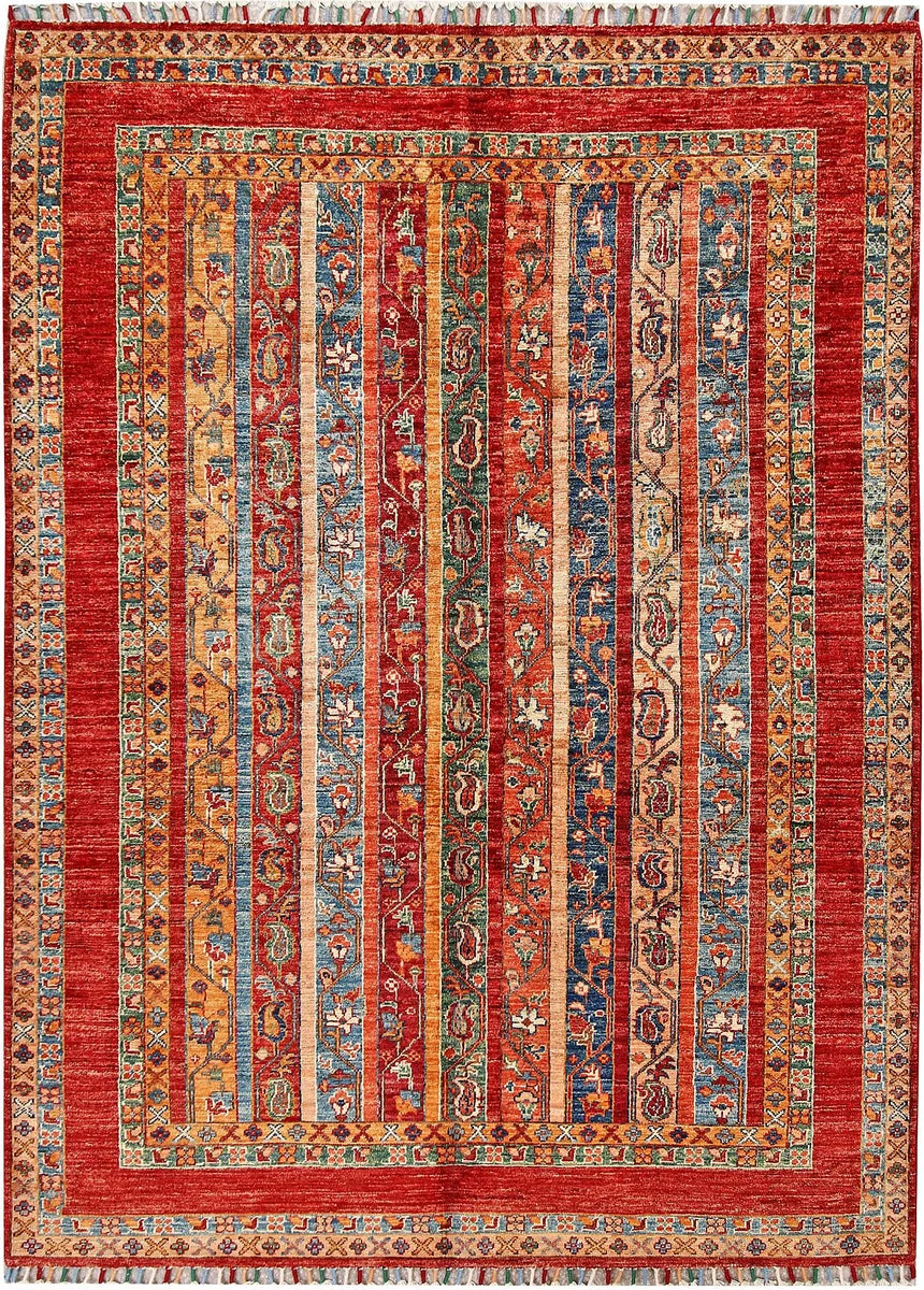 Afghan Shawl Rug 4'10" x 6'8" Hand-Knotted | No. 61406