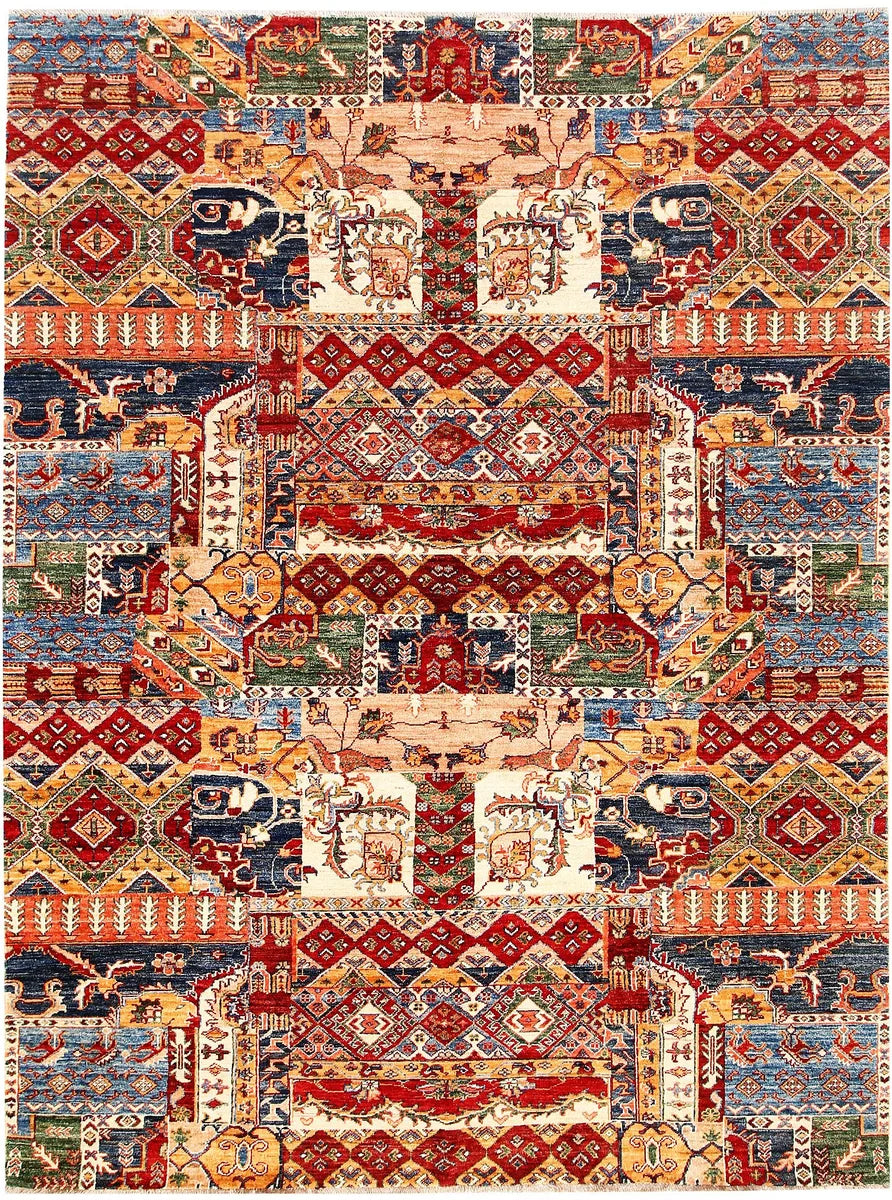 Afghan Kazak Rug 5' 11" x 7' 10" Hand-Knotted | No. 61721