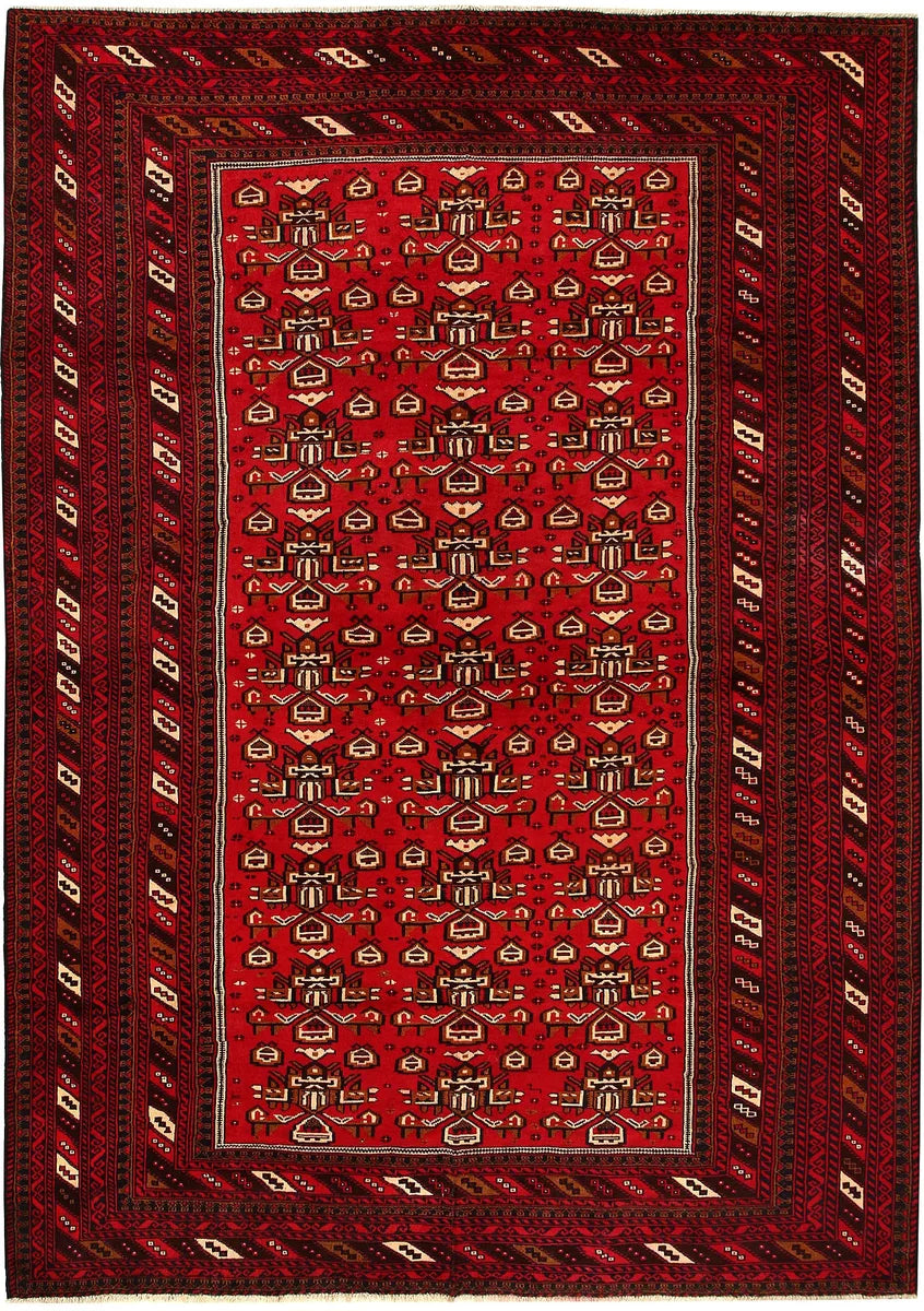 Afghan Baluchi Rug 6' 9" x 10' 4" Hand-Knotted | No. 61802