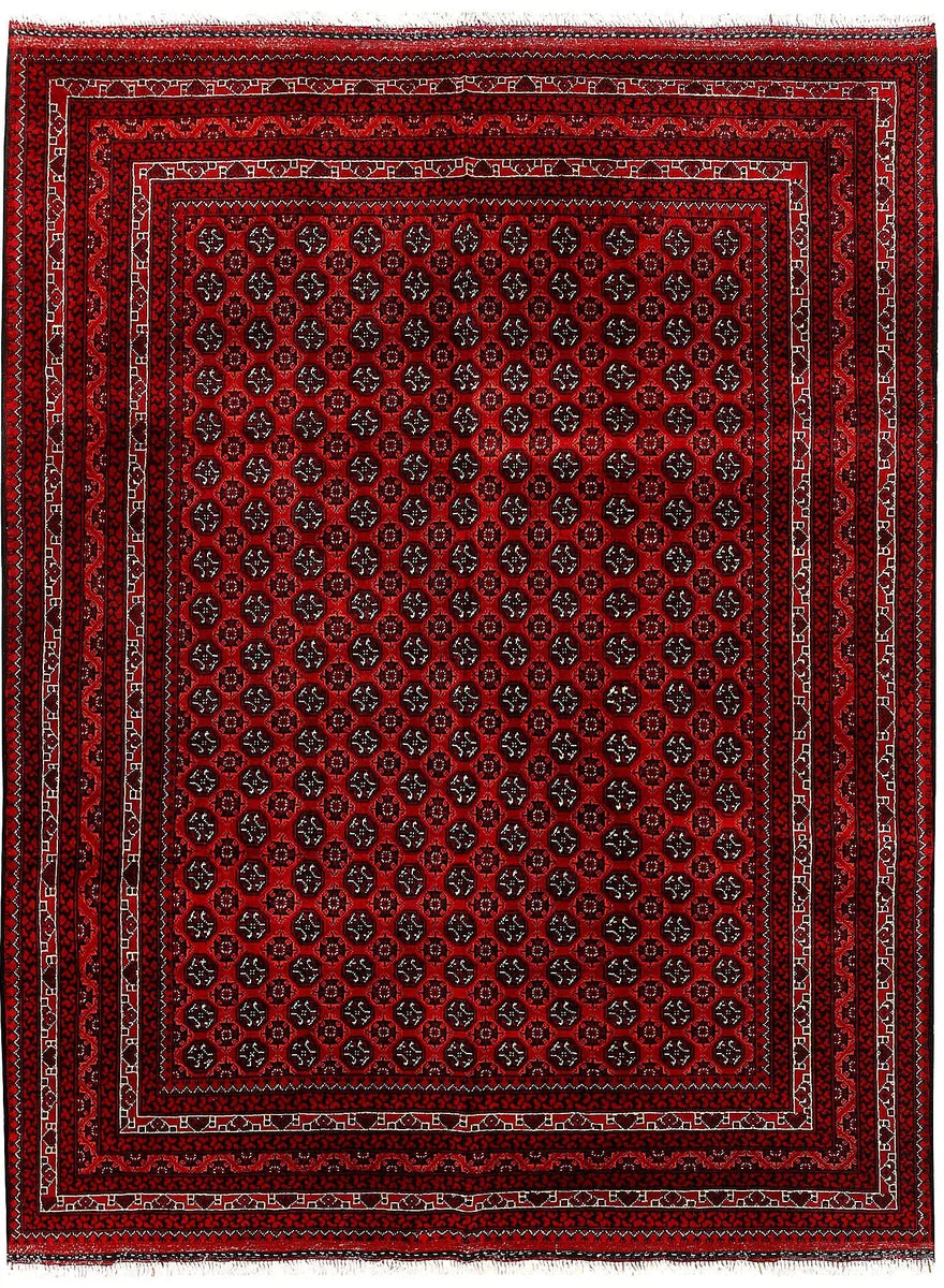 Red Afghan Baluchi Rug 5' x 6' 5" Hand-Knotted | No. 61824